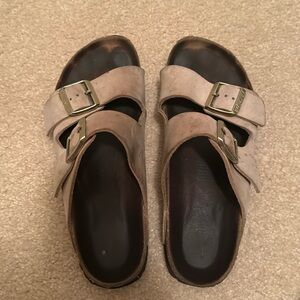 Birkenstock Arizona Soft Footbed - oiled leather with gold buckles